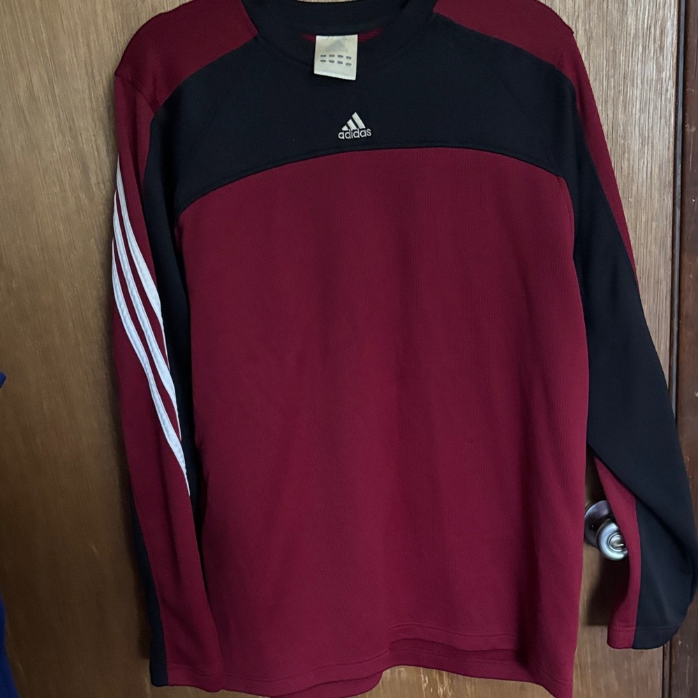 Adidas Burgundy and Black Crewneck Top